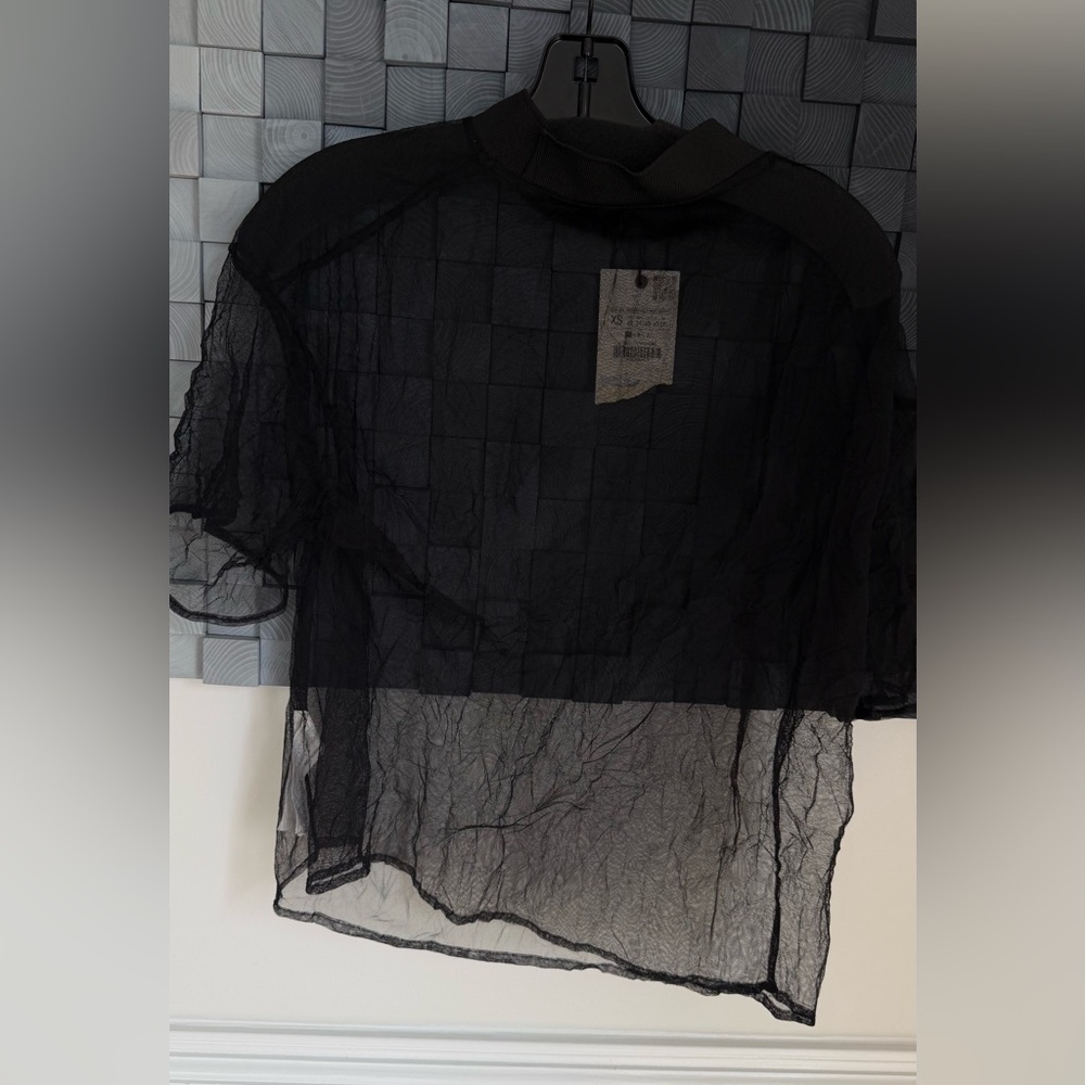 Zara Elegant Black Sheer Blouse - Picture 4 of 9